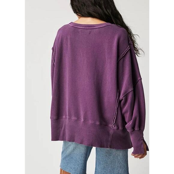 Free People / WTF / Camden Sweatshirt / Purple Summer Bloom / sz xs - Picture 2 of 3